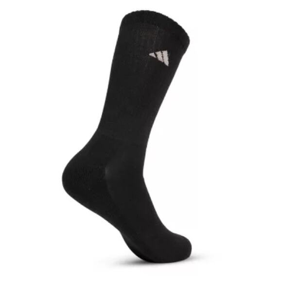 3 NEW ADIDAS Black White Logo Crew Tall Gym Athletic Socks Set Bundle Unisex - Picture 2 of 4
